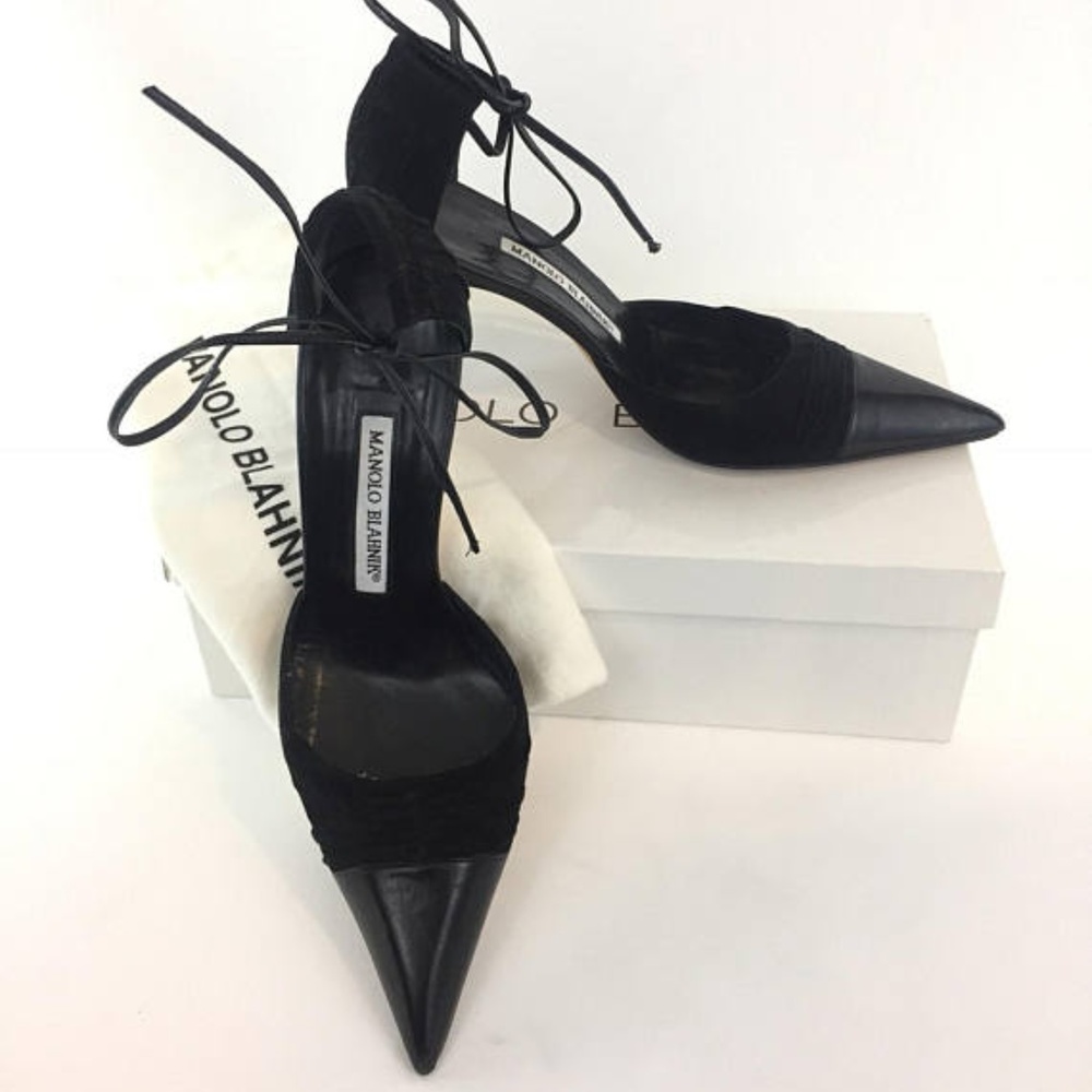 SOLD // Manolo Blahnik Black Leather And Suede